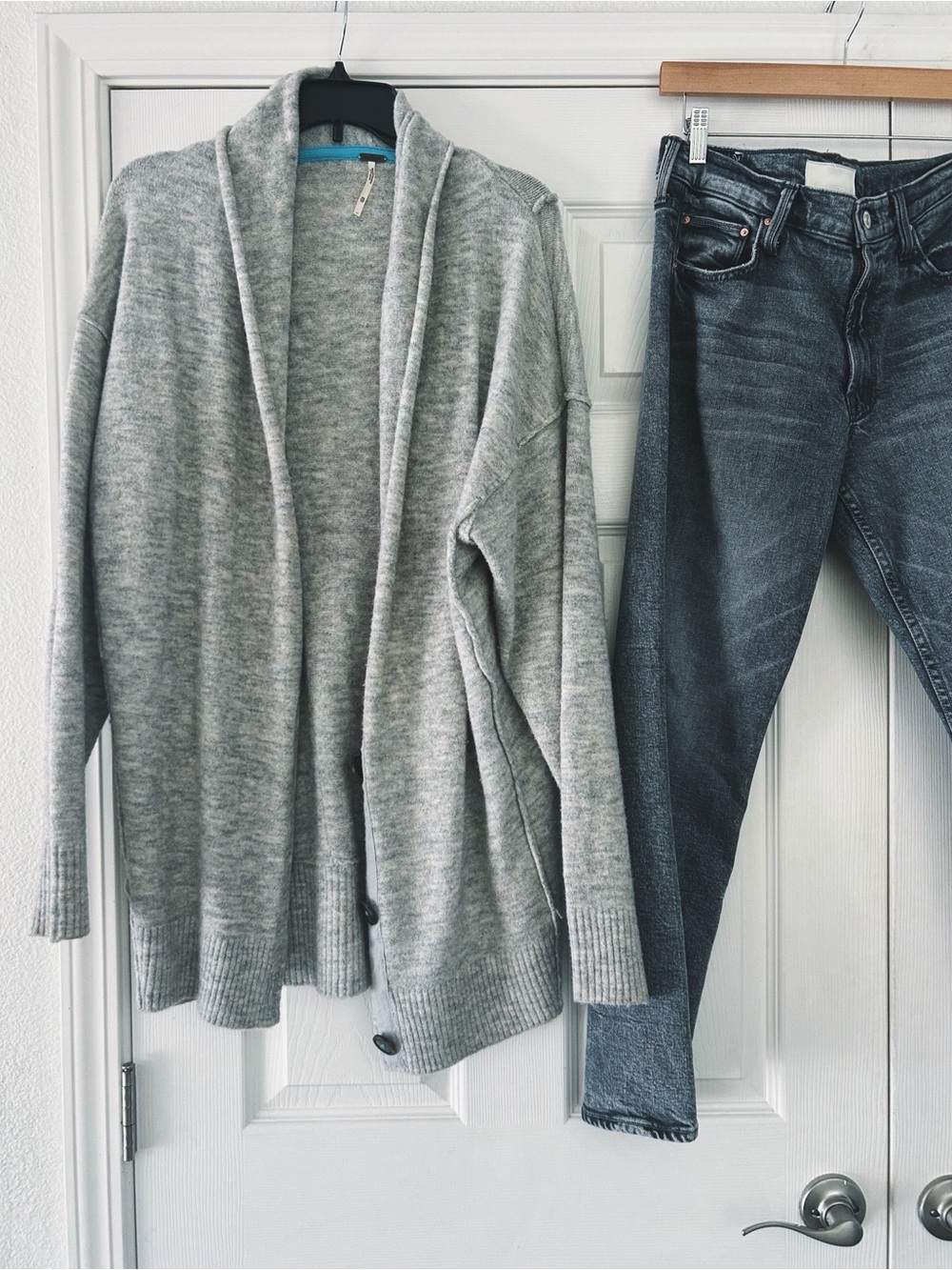 Free People Light Gray Open-Front Cardigan